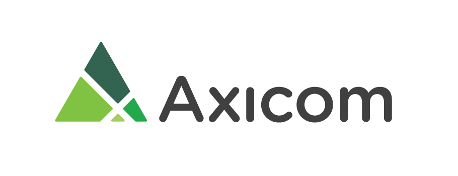 A logo for Axiom featuring a stylized triangular design in shades of green and dark gray, with the word 'Axiom' written beside it.