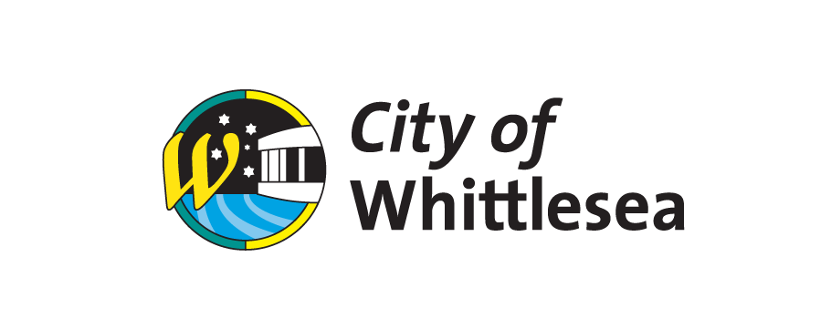 Logo of the City of Whittlesea featuring a stylized yellow 'W', a black silhouette of a building, a star, and a blue curved line representing water, along with the text 'City of Whittlesea'.
