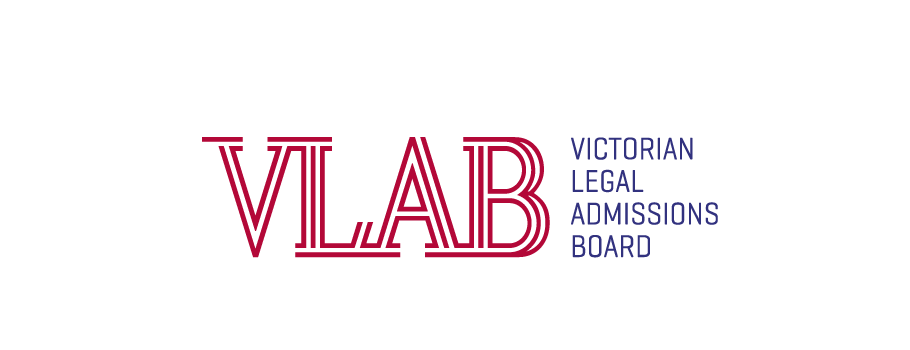 Logo of Victorian Legal Admissions Board with the text 'VLAB' in large, stylized font and 'Victorian Legal Admissions Board' in smaller font to the right.
