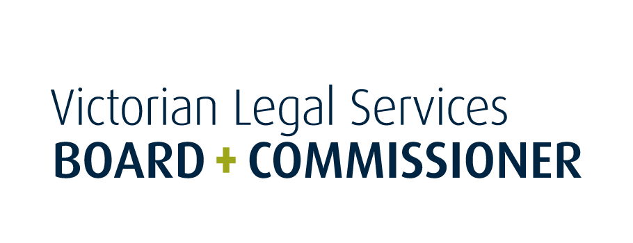 Victorian Legal Services logo with text 'BOARD + COMMISSIONER' in blue and green.